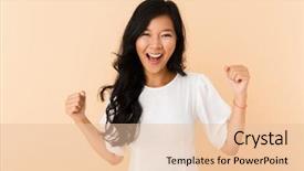  Presentation with asian - Theme having celebation - portrait of an excited young background and a lemonade colored foreground