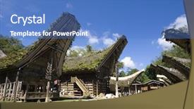  Presentation with toraja - PPT theme consisting of celebation - toraja village background and a teal colored foreground