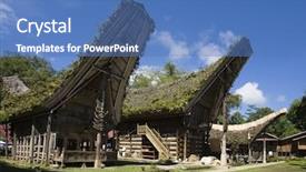  Presentation with toraja - Audience pleasing PPT theme consisting of celebation - toraja village backdrop and a teal colored foreground