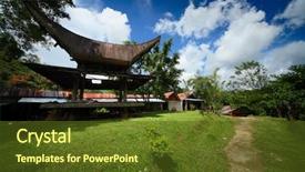  Presentation with toraja - Slide deck consisting of celebation - traditional toraja's village at sunny background and a tawny brown colored foreground