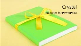  Presentation with color - Beautiful PPT theme featuring celebation teacher day - book wrapped with color ribbon backdrop and a blonde colored foreground