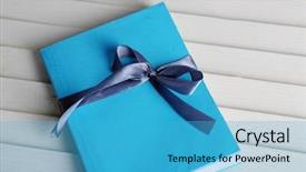  Presentation with color - Slide deck having celebation teacher day - book wrapped with color ribbon background and a teal colored foreground