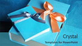  Presentation with teacher - PPT layouts having celebation teacher day - books wrapped with color ribbon background and a  colored foreground