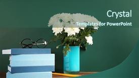  Presentation with books flowers - Amazing slide deck having celebation teacher day - bouquet of flowers books backdrop and a ocean colored foreground