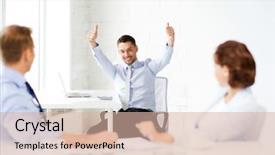  Presentation with buddhas picture - Beautiful presentation theme featuring celebrate achievement - picture of happy businessman showing backdrop and a lemonade colored foreground