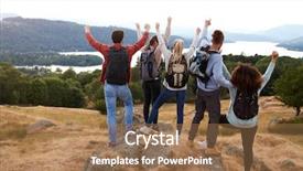  Presentation with summit - Amazing PPT layouts having celebrate arriving at the summit backdrop and a coral colored foreground