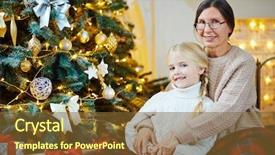  Presentation with celebrate - Colorful slide deck enhanced with celebrate carefull - careful grandmother embracing her granddaughter backdrop and a  colored foreground