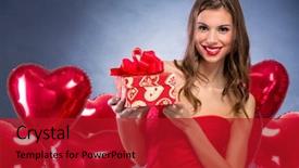  Presentation with valentine - Theme with celebrate carefull - careful young woman background and a  colored foreground