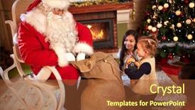  Presentation with waiting - Beautiful presentation theme featuring celebrate carefull - children eagerly waiting gift backdrop and a tawny brown colored foreground