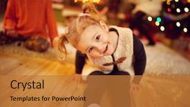  Presentation with community living - Theme featuring celebrate carefull - happy little girl sitting background and a  colored foreground