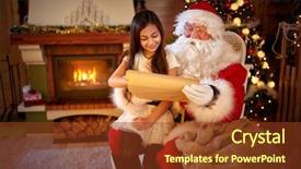  Presentation with little asian girl receiving vaccination - Amazing PPT layouts having celebrate carefull - little asian girl in santa backdrop and a  colored foreground