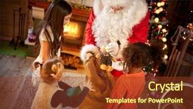  Presentation with little asian girl receiving vaccination - Theme featuring celebrate carefull - little girls receiving christmas presents background and a  colored foreground