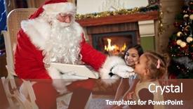  Presentation with children reading - Theme consisting of celebrate carefull - santa claus reading book background and a tawny brown colored foreground