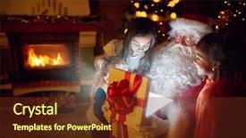  Presentation with curiosity - Cool new presentation theme with celebrate carefull - santa claus with magic present backdrop and a tawny brown colored foreground