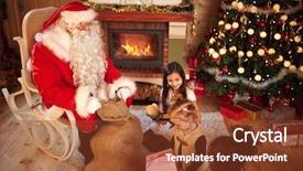  Presentation with christmas gift wrap - Presentation consisting of celebrate carefull - small girl hold box background and a tawny brown colored foreground