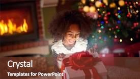  Presentation with christmas magic - PPT theme featuring celebrate carefull - surprised little girl looking background and a  colored foreground