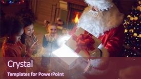  Presentation with santa claus and reindeers - Slides consisting of celebrate carefull - traditional santa claus with children background and a tawny brown colored foreground