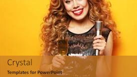  Presentation with celebrate - Presentation theme featuring celebrate-emotion-and-people-concept background and a gold colored foreground