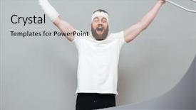  Presentation with cheerful - Colorful slide set enhanced with celebrate recovery - cheerful excited young man raising backdrop and a  colored foreground