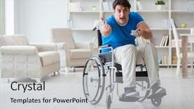  Presentation with adventure sports man - Slide deck with celebrate recovery - disabled man watching sports background and a light gray colored foreground