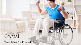  Presentation with adventure sports man - Cool new presentation theme with celebrate recovery - disabled man watching sports backdrop and a sky blue colored foreground