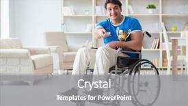  Presentation with adventure sports man - Cool new slide set with celebrate recovery - disabled man watching sports backdrop and a gray colored foreground