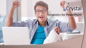  Presentation with home economics about food - Slide deck with celebrate recovery - freelancer with foot injury working background and a  colored foreground