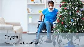  Presentation with collage of families celebrating christmas - Colorful PPT layouts enhanced with celebrate recovery - injured disabled man celebrating christmas backdrop and a light blue colored foreground
