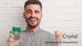  Presentation with special education young adult man - Cool new PPT theme with celebrate recovery - young adult man over brick backdrop and a soft green colored foreground