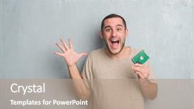  Presentation with young grey maine coon cat - PPT layouts featuring celebrate recovery - young caucasian man over grey background and a coral colored foreground