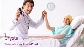  Presentation with female - Amazing slides having celebrate recovery - young handsome doctor visiting female backdrop and a  colored foreground