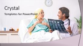  Presentation with doctor visiting family a new born - Colorful slides enhanced with celebrate recovery - young handsome doctor visiting female backdrop and a  colored foreground