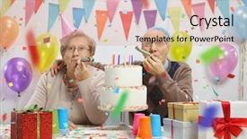  Presentation with retirement party - Slides with celebrating a birthday with party background and a coral colored foreground