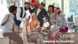  Presentation with happy birthday - PPT layouts with celebrating-a-colleague-s-birthday background and a coral colored foreground