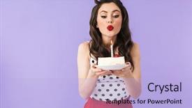  Presentation with cans canned tuna isolated - Presentation design with celebrating and holding birthday cheesecake background and a light blue colored foreground