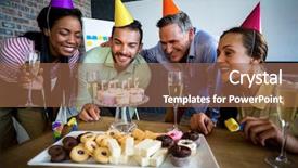  Presentation with birthday - PPT layouts featuring celebrating birthday in the office background and a tawny brown colored foreground