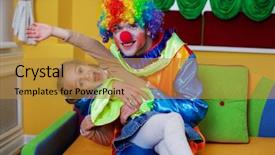  Presentation with birthday party - Presentation theme having celebrating birthday party with funny clown background and a gold colored foreground