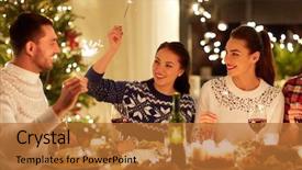 Presentation with christmas holidays - Amazing slides having celebrating christmas at home feast backdrop and a red colored foreground