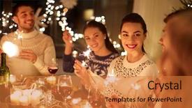  Presentation with feast - Beautiful slide deck featuring celebrating christmas at home feast backdrop and a gold colored foreground