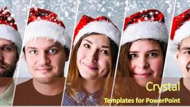  Presentation with group of children in christmas - Cool new presentation theme with celebrating christmas or new year backdrop and a tawny brown colored foreground