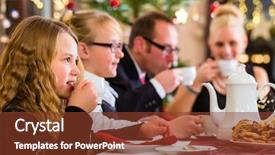  Presentation with conflicts parents and children - PPT layouts with celebrating christmas with drinking coffee background and a tawny brown colored foreground