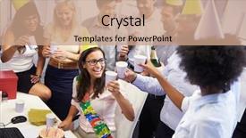  Presentation with celebrate office success - Slide deck having celebrating a colleague's birthday background and a coral colored foreground