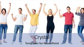  Presentation with group of diverse people - Presentation design featuring celebrating diversity real people group background and a teal colored foreground