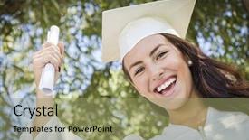 Presentation with race - Slide deck consisting of mixed race girl celebrating graduation background and a mint green colored foreground