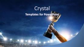  Presentation with victory - Presentation design consisting of celebrating-great-victory-mixed-media background and a navy blue colored foreground