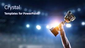  Presentation with victory - Cool new slide set with celebrating-great-victory-mixed-media backdrop and a navy blue colored foreground