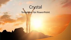  Presentation with blue orange - PPT layouts enhanced with celebrating her victory against orange background and a  colored foreground