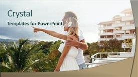  Presentation with honeymoon - Beautiful PPT layouts featuring celebrating honeymoon on a hotel backdrop and a sky blue colored foreground