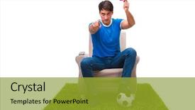  Presentation with adventure sports man - PPT layouts having celebrating men - man watching sports isolated background and a  colored foreground