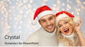  Presentation with happy new year - Amazing slide deck having celebrating men - people christmas holidays and new backdrop and a soft green colored foreground